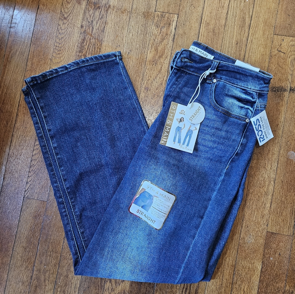 Dark Blue Straight Leg Jeans
